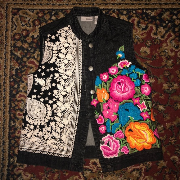 Chico's Jackets & Blazers - Chico’s Platinum Embroidered Denim Vest (Rare)